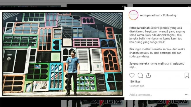 Dukungan istri terhadap Zul Zivilia yang kini mendekam di penjara. [instagram/retnoparadinah]