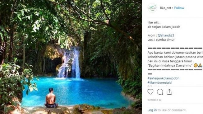 Air terjun kolam jodoh, Sumba. (Instagram Like NTT)