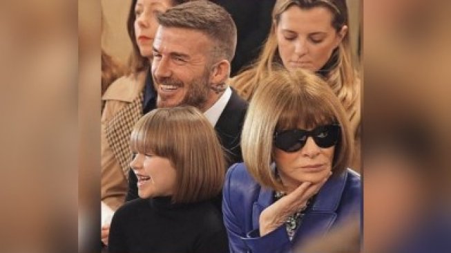 David Beckham, Harper Seven Beckham, dan Anna Wintour. (@lamishcorner/instagram)