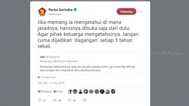 Tweet Gerindra.