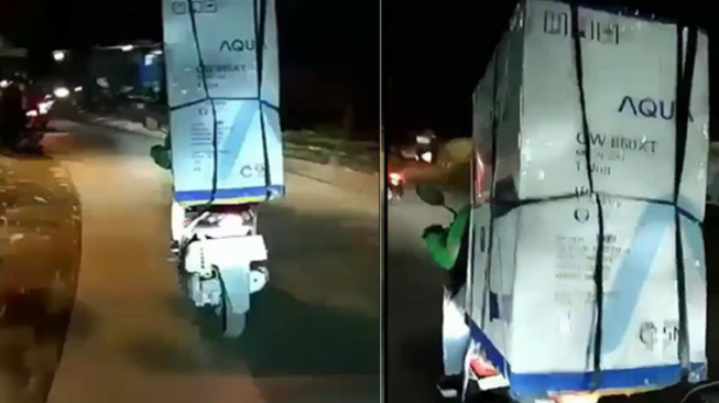 Viral Video Driver Ojol Bawa Mesin Cuci dengan Motor, Netizen.....