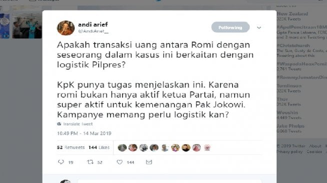 Tweet Andi Arief.