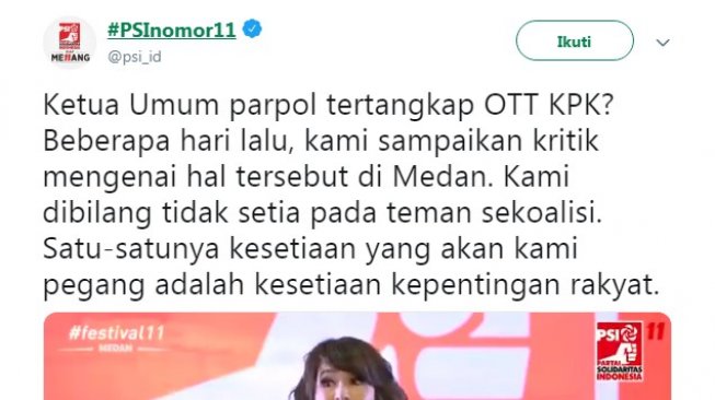 PSI soal penangkapan Romahurmuziy (Twitter)