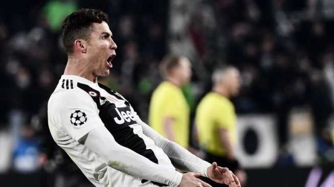 Pemain Juventus Cristiano Ronaldo rayakan golnya ke gawang Atletico Madrid  di leg kedua babak 16 besar Liga Champions [AFP]