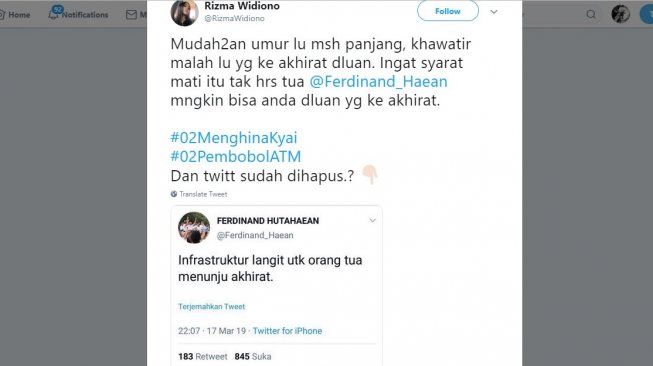 Netizen Sindir Ferdinand: Khawatir Malah Lu yang ke Akhirat Duluan.