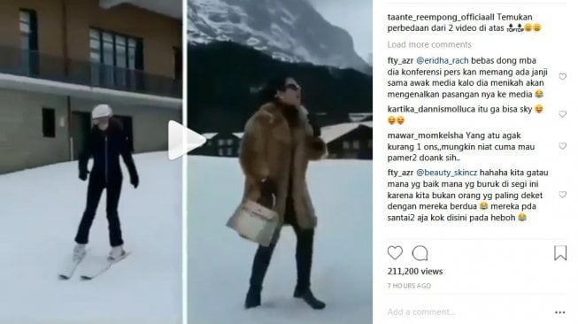 Video Luna Maya dan Syahrini main salju yang bikin viral di Instagram.