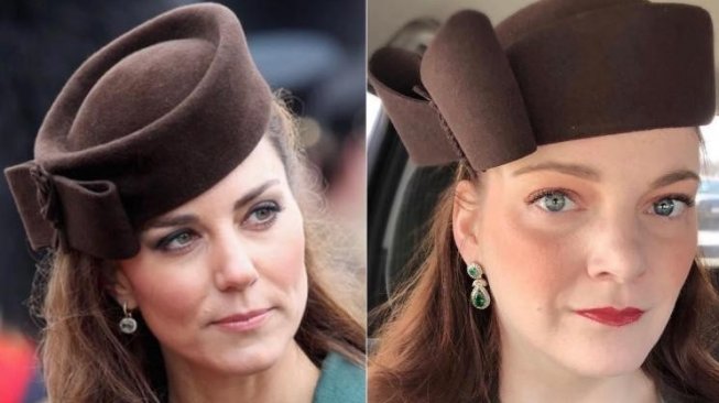 Julia James meniru gaya fesyen Kate Middleton. (Instagram/@jules_the_duchessofbudget)