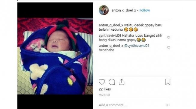 Kenalkan, ini Dedek Gopay. Lengkapnya Gopay Allfarian CB [Instagram: @anton_q_doel_x].