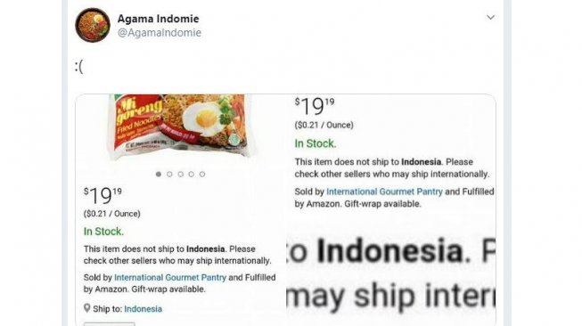 Bikin Warganet Kaget, Ini Penampakan Indomie di Situs e-Commerce Amazon