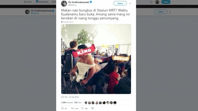 Aksi kerokan di bandara. [Twitter]