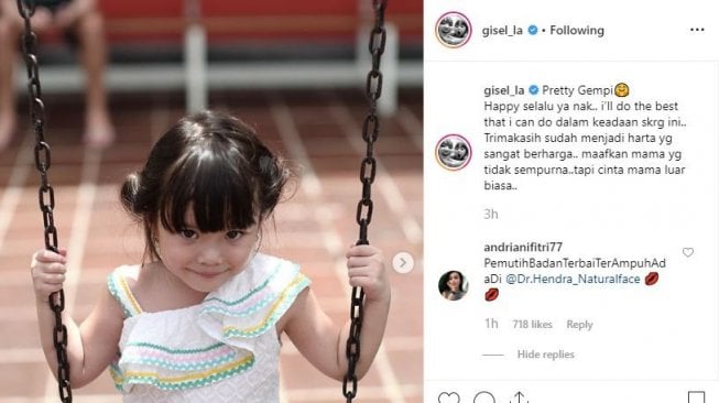 Ungkapan cinta Gisella Anastasia untuk buah hatinya, Gempita Nora Marten. [instagram/gisel_la]