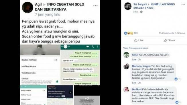 Aksi remaja lakukan order fiktif. [Facebook]