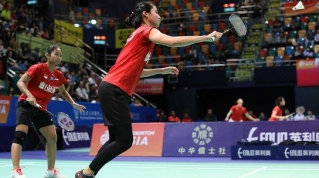 Ni Ketut Mahadewi Istarani, dan Rizki Amelia Pradipta beraksi di Badminton Asia Mixed Team Championships 2019, Hong Kong [Dok PBSI].