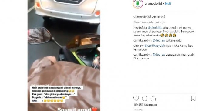 Aksi driver ojol ini bikin baper warganet. [Instagram]