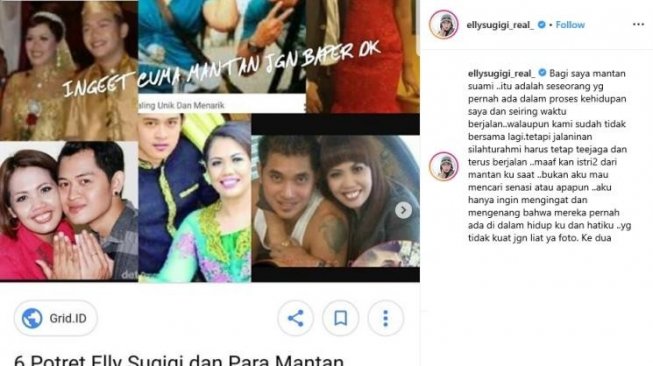 Elly Sugigi memamerkan kemesraannya dengan para mantan. [instagram/ellysugigi_real]