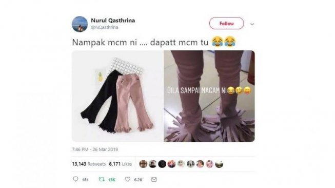 Belanja Online, Warganet Kaget Dapat Celana Model Ini