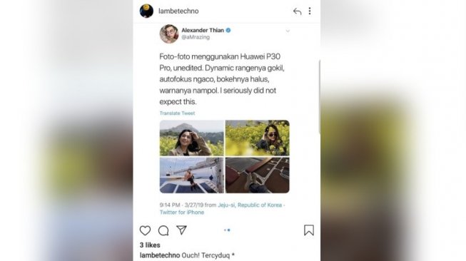 Testimoni Huawei P30. [Instagram]