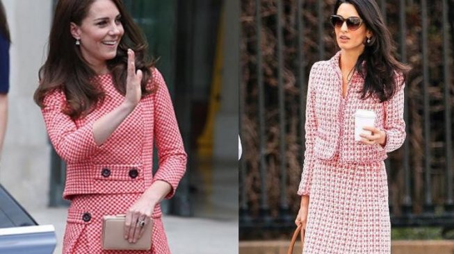 Kate Middleton dan Amal Clooney pakai baju mirip. (Instagram/@dresslikeaduchess)