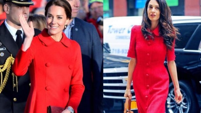 Kate Middleton dan Amal Clooney pakai baju mirip. (Instagram/@dresslikeaduchess)