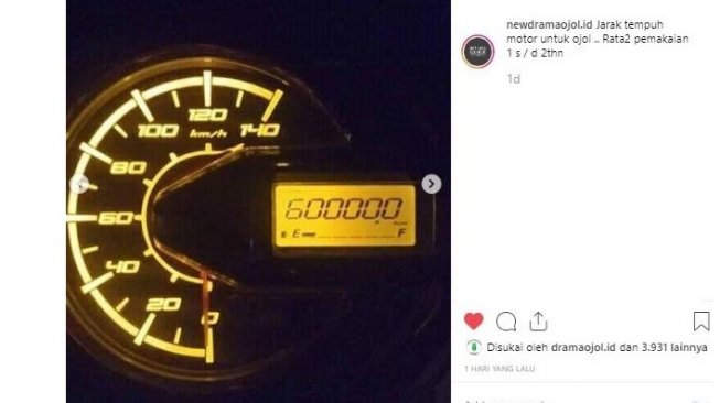 Odometer milik driver ojol [Instagram : @newdramaojol.id]