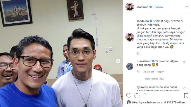 Sandiaga Uno berpose bersama Afgan. [instagram/sandiuno]