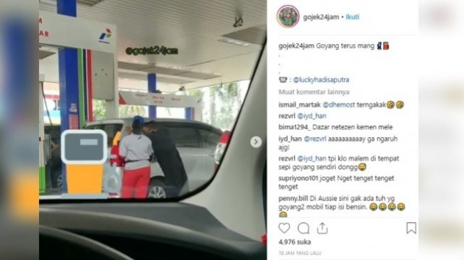 Fenomena goyang mobil saat isi bensin. [Instagram]