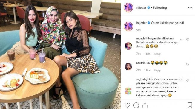 Jessica Iskandar goda Kartika Putri melalui keterangan foto ini. [instagram/inijedar]