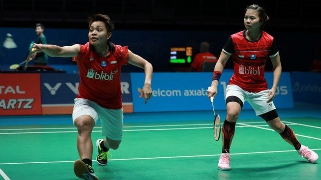 Pasangan ganda putri Indonesia, Greysia Polii/Apriyani Rahayu, melaju ke babak kedua Malaysia Open 2019 usai menang mudah atas wakil AS, Ariel Lee/Sydney Lee, Rabu (3/4/2019). [Humas PBSI]