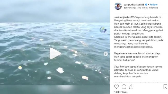 Sampah plastik di laut. (Instagram @susipudjiastuti115)