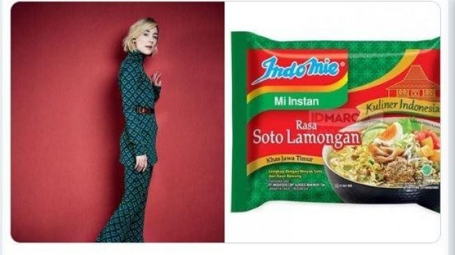 Saoirse Ronan Pakai Baju Mirip Bungkus Indomie (twitter.com/frencesha)