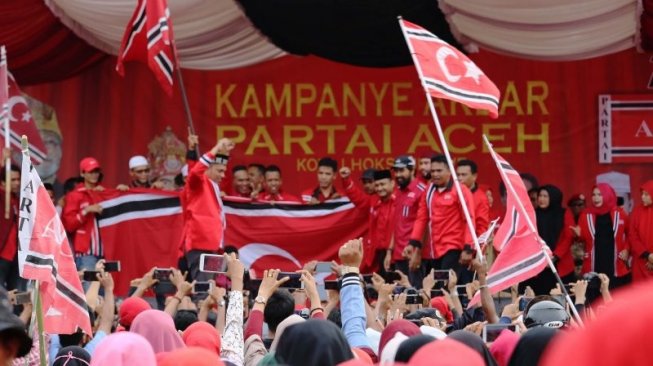 Partai Aceh Kampanye Prabowo Bendera Bintang Bulan Gam Berkibar