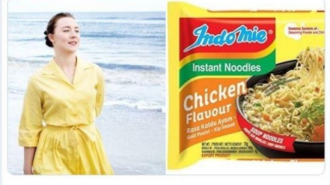 Saoirse Ronan Pakai Baju Mirip Bungkus Indomie (twitter.com/frencesha)