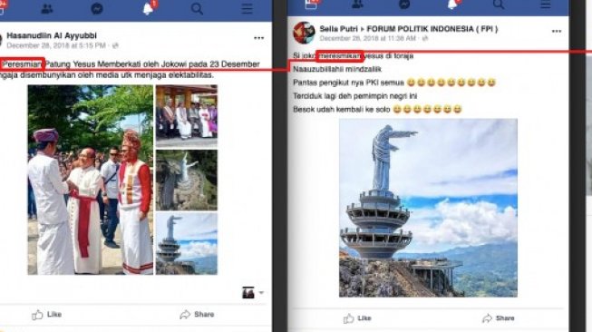 CEK FAKTA: Jokowi Sembunyi-sembunyi Resmikan Patung Yesus Memberkati?