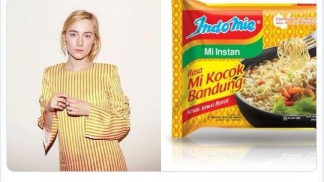 Saoirse Ronan Pakai Baju Mirip Bungkus Indomie (twitter.com/frencesha)