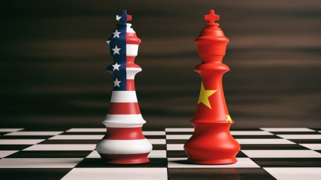 Ilustrasi Amerika Serikat vs China. [Shutterstock]