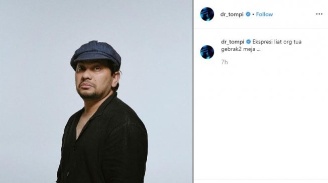 Tompi mengunggah foto dengan ekspresi mengerenyit. [instagram/dr_tompi]