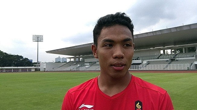 Sprinter muda Indonesia, Lalu Muhammad Zohri, saat ditemui di Stadion Madya, Senayan, Jakarta, Selasa (9/4/2019). [Suara.com/Arief Apriadi]