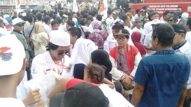 Kampanye Prabowo Subianto di Palembang turut melibatkan anak-anak. (Suara.com/Andhiko)