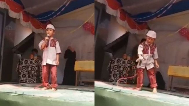Naik Panggung Tiba-Tiba Mewek, Aksi Bocah Ini Bikin Ngakak 