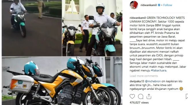 Motrik yang dijajal Ridwan Kamil [Instagram: @ridwankamil].