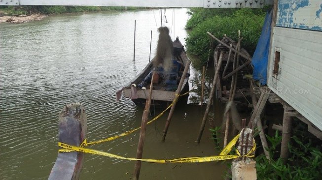Lokasi penemuan mayat dalam karung di sungai Ciseukeut, Pandeglang. (Suara.com/Yandhi D)