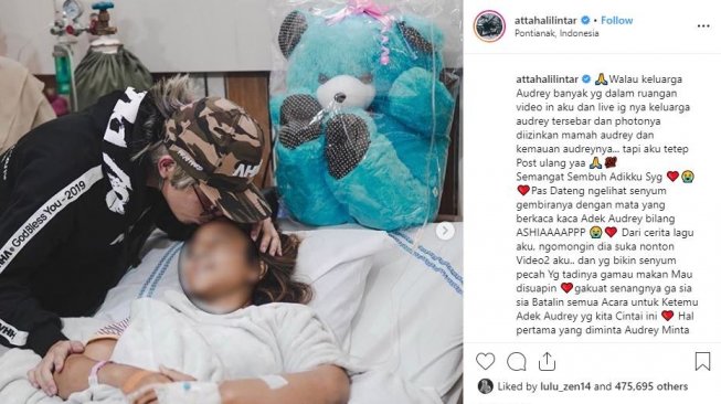 Atta Halilintar menjenguk Audrey, korban bully di Pontianak, Kalimantan Barat. [instagram/attahalilintar]