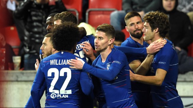 Hasil Liga Europa : Gol Marcos Alonso Bawa Chelsea Tundukkan Slavia Praha