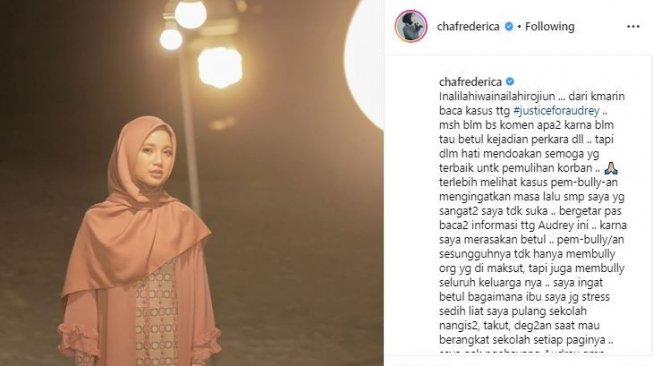 Chacha Frederica menceritakan pengalamannya menjadi korban bullying. [instagram/chafrederica]