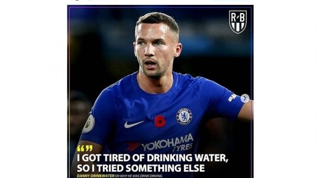 Danny Drinkwater tentang menyetir sembari drinking alias "minum" [Instagram @reversebrfootball].