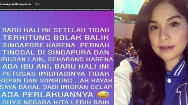 Postingan Annisa Pohan tentang imigrasi Bandara Singapura. (instagram.com/annisayudhoyono)