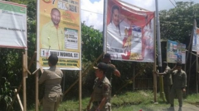 Masa Tenang, Atribut Kampanye Peserta Pemilu di Papua Belum Ditertibkan