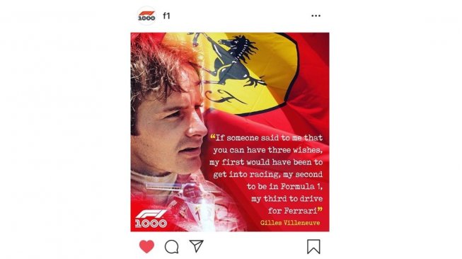 Gilles Villeneuve's inspiring words [Instagram: Formula1].