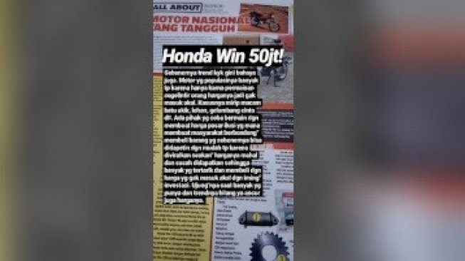 Harga Honda Win melonjak. [Facebook/@Fengki Faradila]