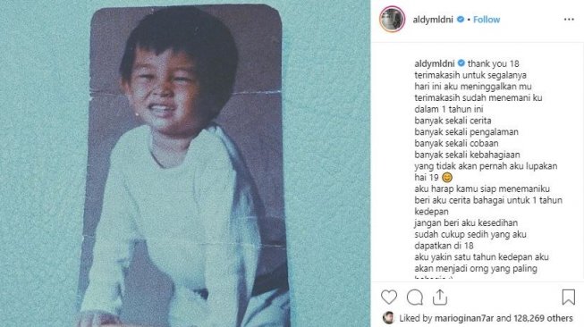 Aldy Maldini merayakan ulang tahunnya ke-19. [instagram/aldymldni]